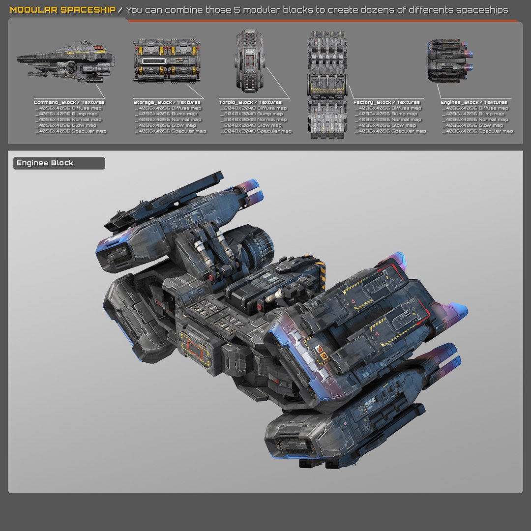 3D modular spaceship - TurboSquid 1178058