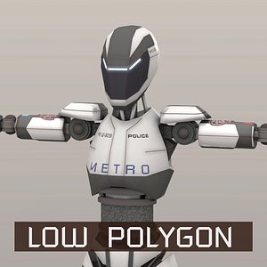 3D police android robot