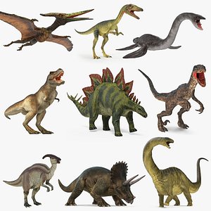 dinosaurs 4 rigged 3D model