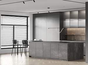 3D kitchen interior 01 OBJ model