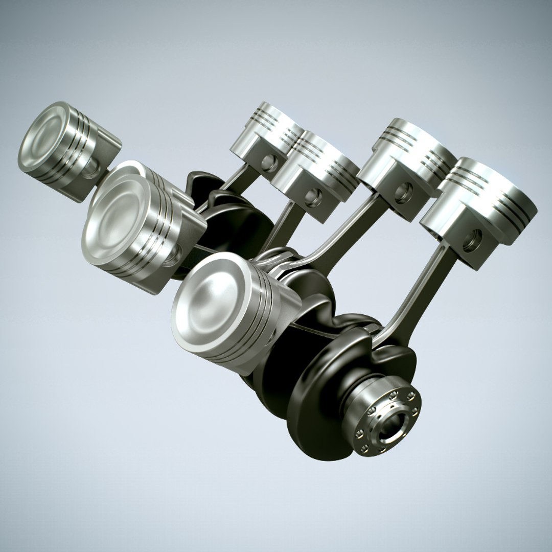 Animation V8 Engine Cylinders Obj