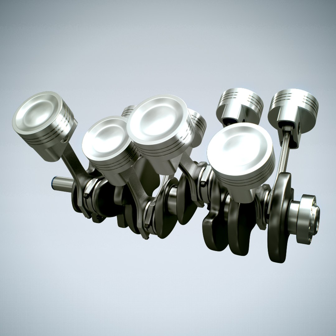 Animation V8 Engine Cylinders Obj