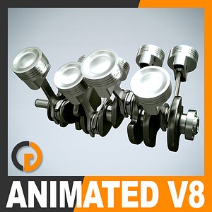 animation v8 engine cylinders obj
