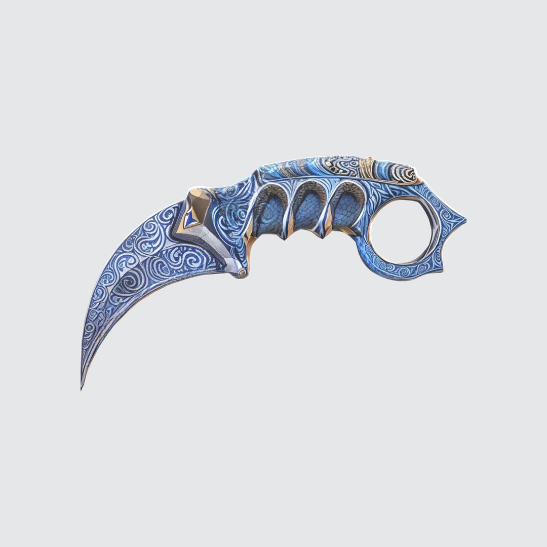 3D Ornate Blue Karambit Knife - TurboSquid 2266028