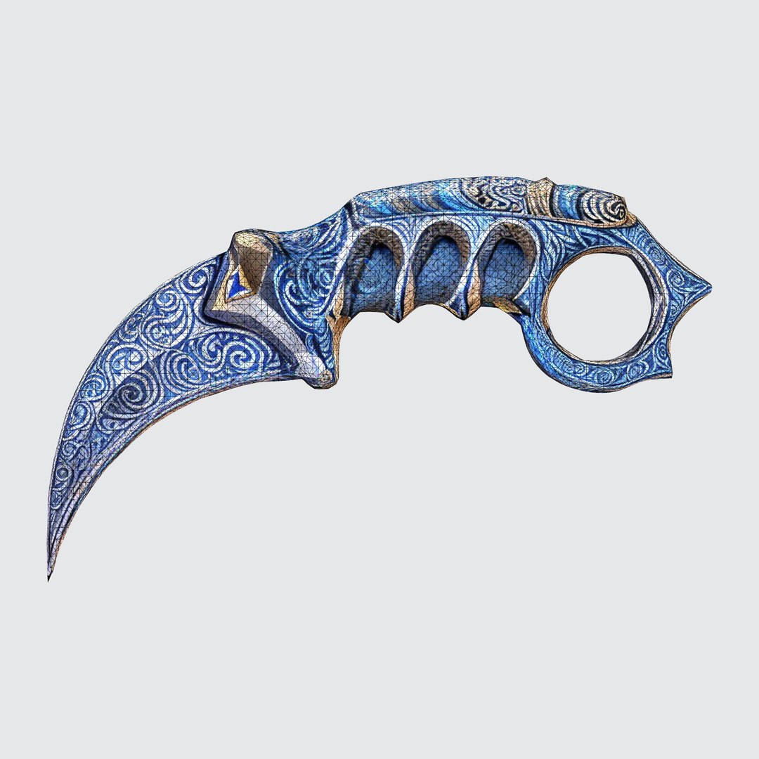 3D Ornate Blue Karambit Knife - TurboSquid 2266028