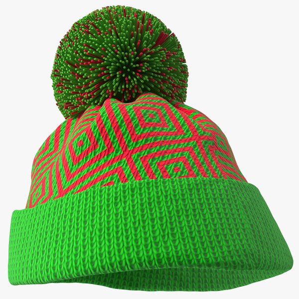 Winter Hat With Pompom Green 3D