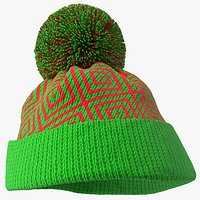 Winter Hat With Pompom Green