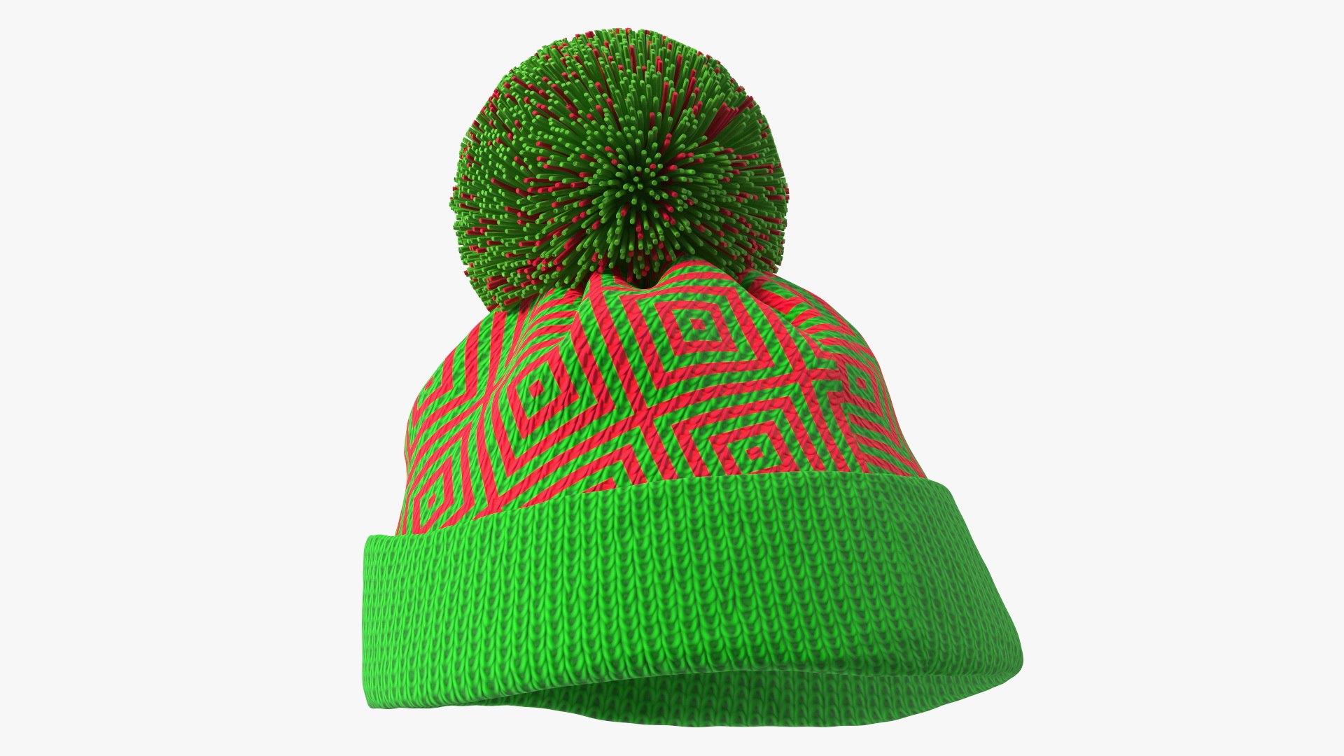 Winter Hat With Pompom Green 3D model for industrial visualization, technical presentation, simulation, product rendering, and animation