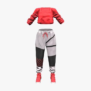3D Female Hiphop Basketball Style Outfit Top Pants Shoes model