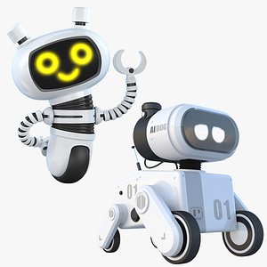 Cute Robot 3D Model Pack – High-Quality Rigged Characters