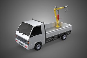 FOLDING HYDRAULIC JIB CRANE MANUAL HAND CRANK WINCH TRUCK PICKUP 3D model