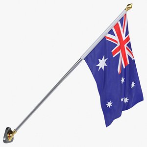 3D model Australia Cloth Flag Wall Mount
