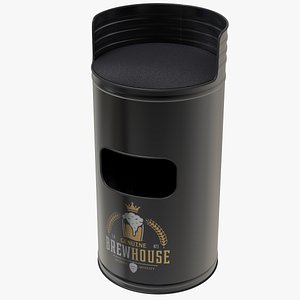 3D Black Barrel Stool model