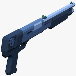 3D Stylized M56B Shotgun Low Poly Mobile Ready