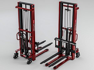 3D Manual Hydraulic Pallet Stacker Lift Truck Model