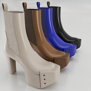3D model Heels Rick Owens Beveled Platform