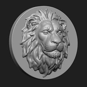 3D model Majestic Lion Head Relief 3D Print Model