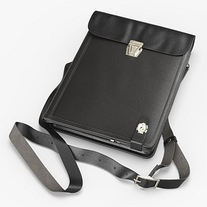 Business Document Shoulder Bag with Buckle Black