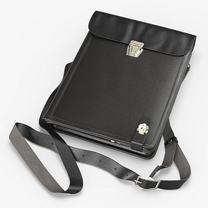 Business Document Shoulder Bag with Buckle Black