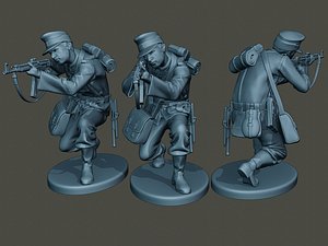 3D german soldier ww2 shoot model