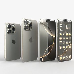 Apple iPhone 16 Pro and Pro Max Natural Titanium 3D model