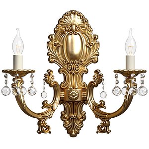 Decorative Golden Sconce in classic style Crystals Wall lamp 3D model 3D model