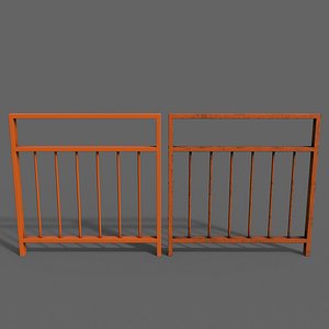 PBR Pedestrian Guard Rail Orange V4 3D model