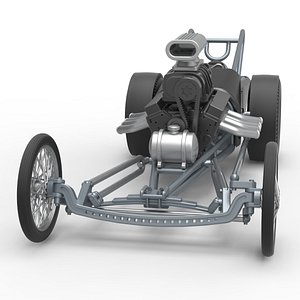 3D Front engine old school dragster with V8 Version 3 Scale 1 to 25