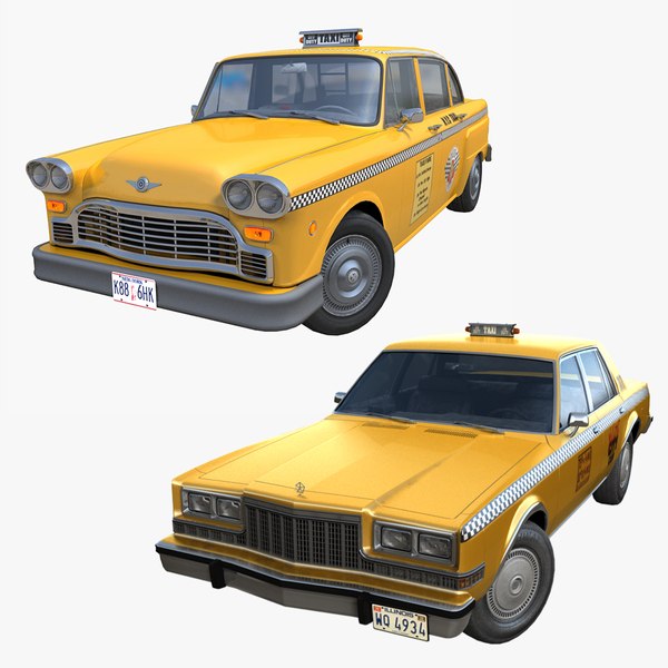 3D American taxi cars collection PBR model