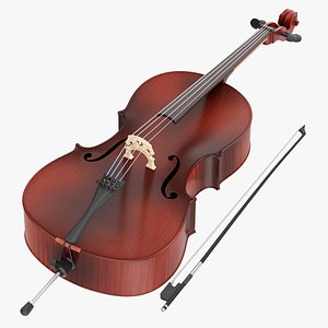 3D Acoustic cello red model