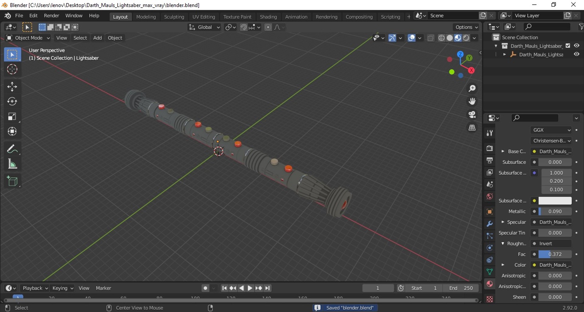 Darth Mauls Lightsaber 3D model https://p.turbosquid.com/ts-thumb/Pw/YTFLE6/OU/darthmaulslightsabervray3dmodel018/jpg/1723079932/1920x1080/fit_q87/0239751186144e063cbc61167d9a9d9f594f70ac/darthmaulslightsabervray3dmodel018.jpg