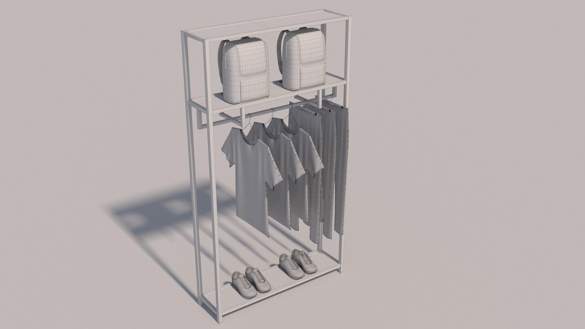 Tshirts Jeans Sport Shoes and Backpack Rack 3D model https://p.turbosquid.com/ts-thumb/Pw/YkAQZn/dz/20000/jpg/1698344240/1920x1080/fit_q87/87833fa42bf05d2565841d826280efb422bb68bf/20000.jpg