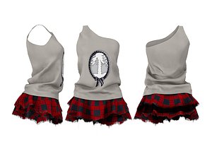 Torn Edge Layered Mini Skirt Outfit