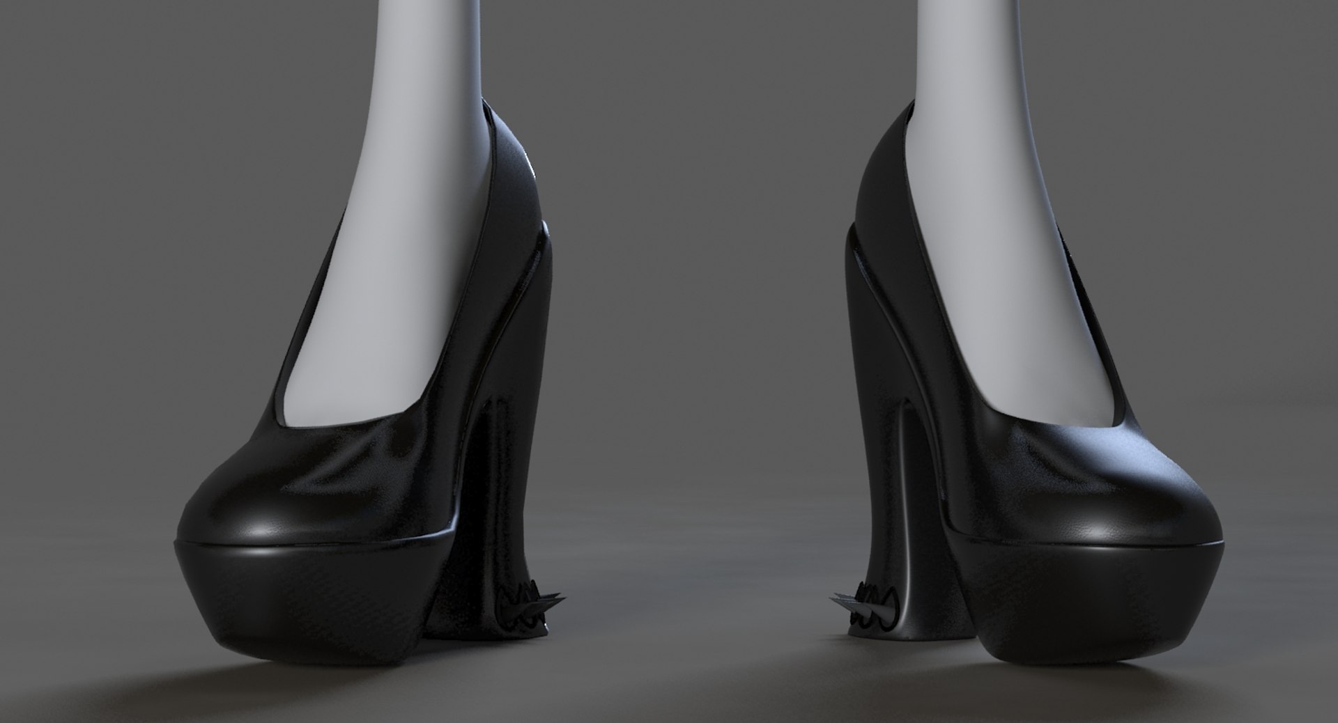 female leather gothic heels 3d model
