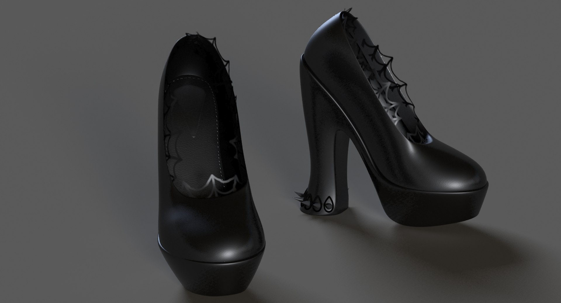 female leather gothic heels 3d model