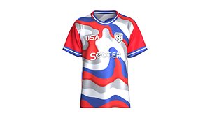 Men USA Abstract Liquid Wave Sublimation Soccer Jersey 3D model