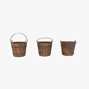 3D Medieval Wooden Bucket