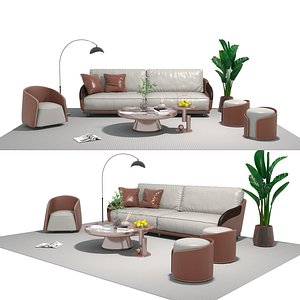 Leather sofa set 3D model