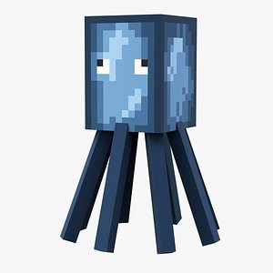 Minecraft Squid Rigged 3D Model Game Ready 4K PBR model