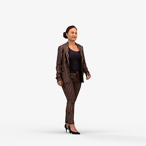 3D 00347Anisa005 - Adult Caucasian woman walking through office in autumn or spring business attire
