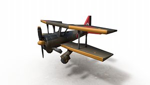 Low poly ToonAirplane2 with 4K PBR Texture 3D model