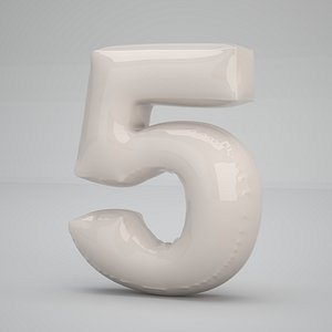 5 Number Balloon 3D model