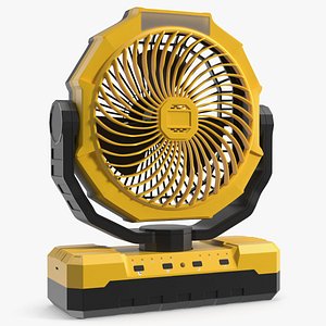 3D Portable Battery Fan with Power Bank Yellow model