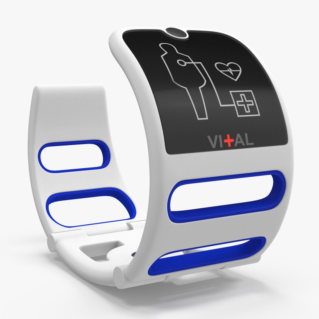 Health Monitoring Bracelet Vital Blue 3D model preview