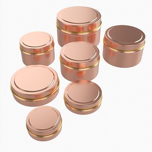 Round decorative gift empty can jars metal 02 copper 3D