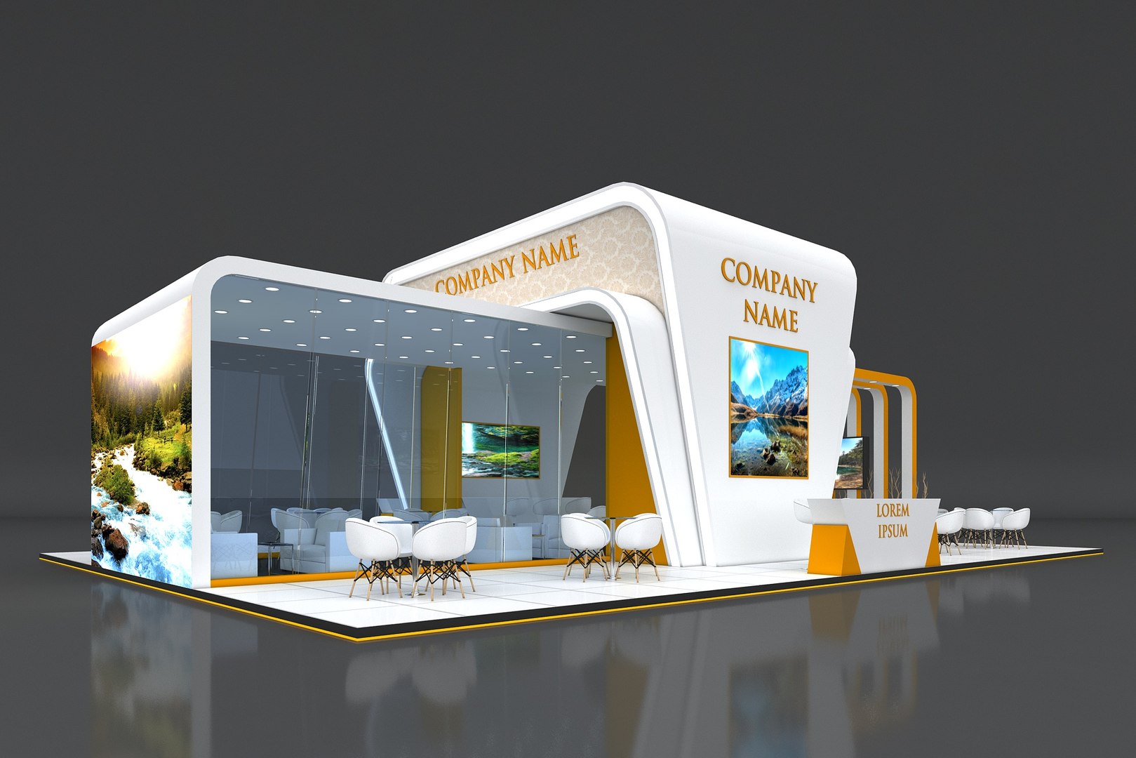 Booth Exhibition Stand Stall 16x12m Height 550 Cm 4 Side Open 3d Model Turbosquid 1767157 
