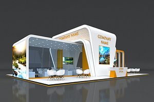 Booth Exhibition Stand Stall 16x12m Height 550 cm 4 Side Open 3D model