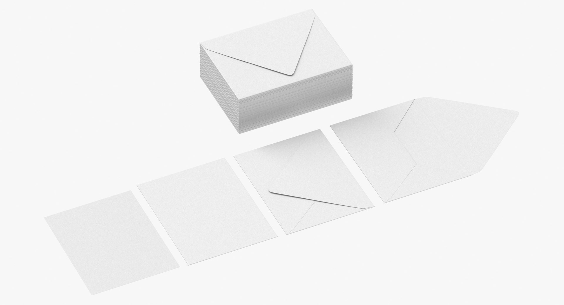 Small Square Envelopes Type 01 Flap Blank And Generic 3D Model ...