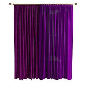 Curtains with rod 3D