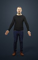 Animated Casual Man in Jeans Long Sleeves - A-pose - Master - rigged Biped CAT  walk included